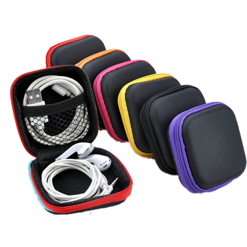 Earbuds Charging Case - 1pc Portable Zipper Earphone Case Square