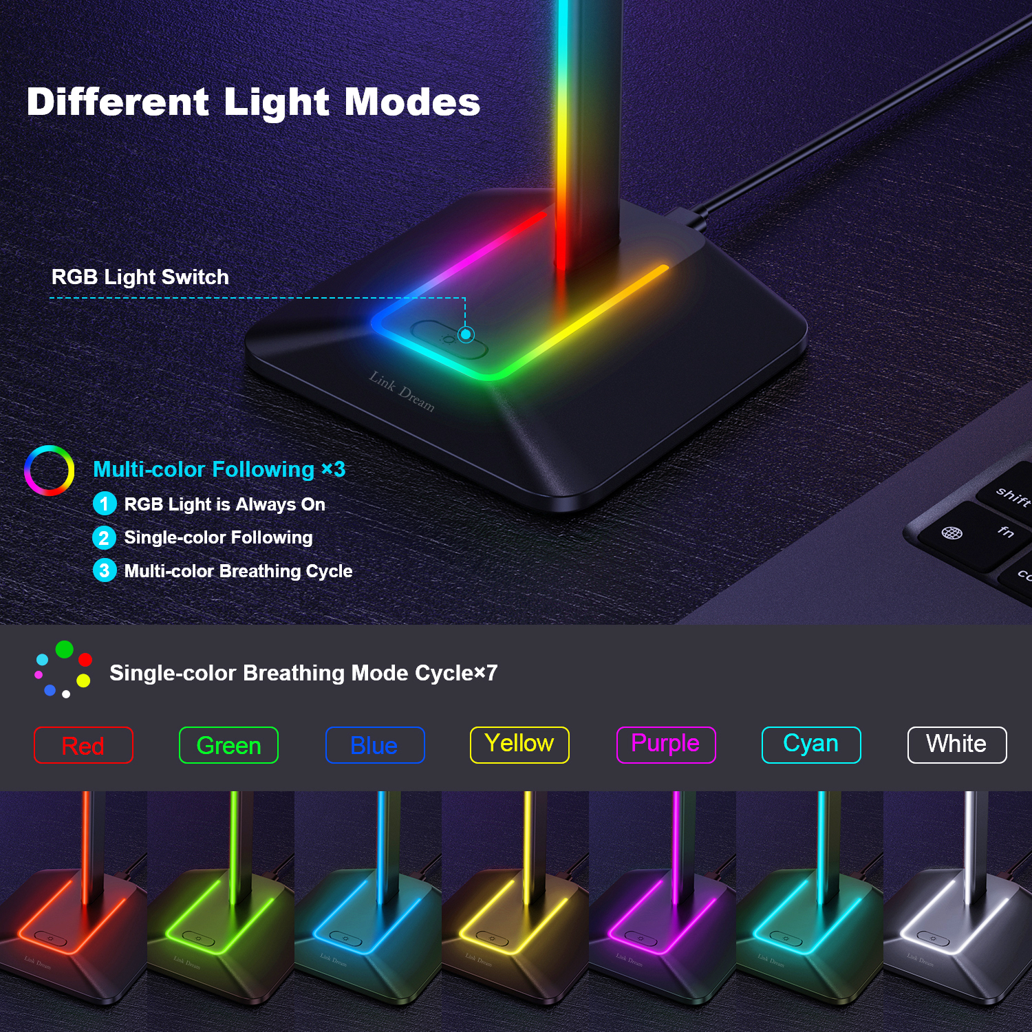 New Bee Z8 RGB Headphones Stan - Headphone Stand Desk ulasan dan harga