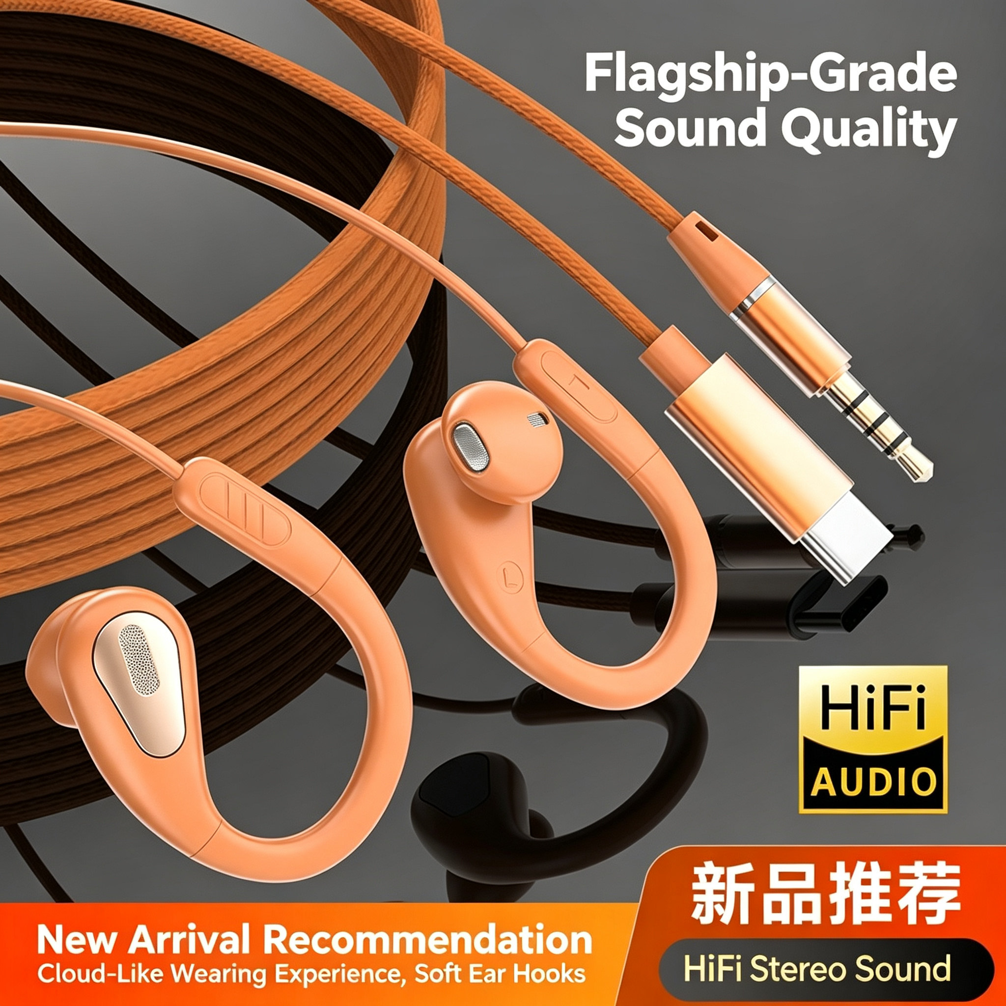 3.5mm&Type-C Ear-Hook Wired Sp - Sports Earphone Hook ulasan dan harga