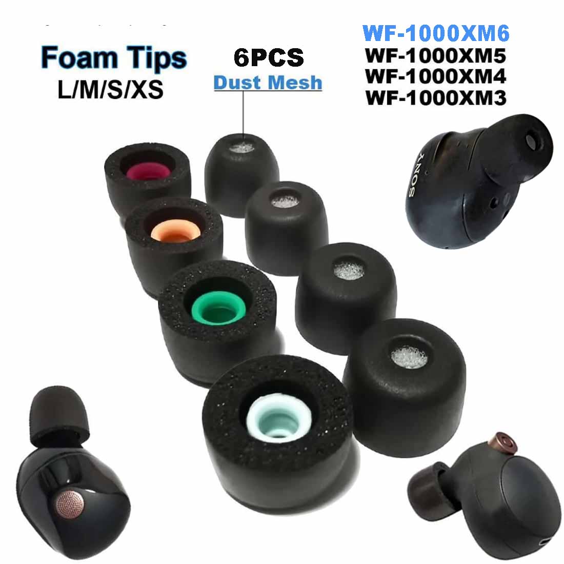 6PCS  Memory Foam Ear Tips Cus - Earphone Foam Tip ulasan dan harga